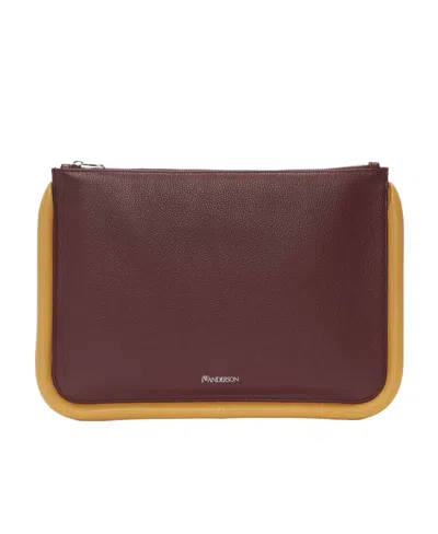 Jw Anderson Large Bumper Leather Pouch In Red