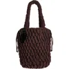 Jw Anderson Large Chenille Blanket Tote In Dark Brown