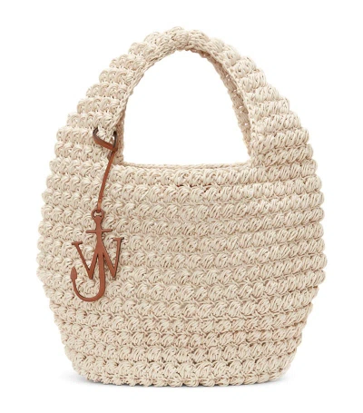 Jw Anderson Large Cotton Popcorn Basket Bag In Neutrals