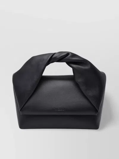 Jw Anderson Large Twister - Leather Top Handle Bag In Black