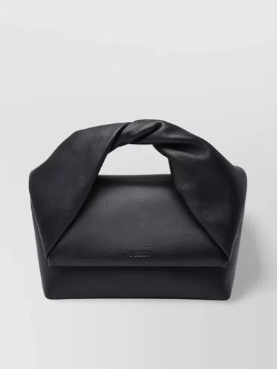 Jw Anderson Large Twister Leather Shoulder Bag In Black