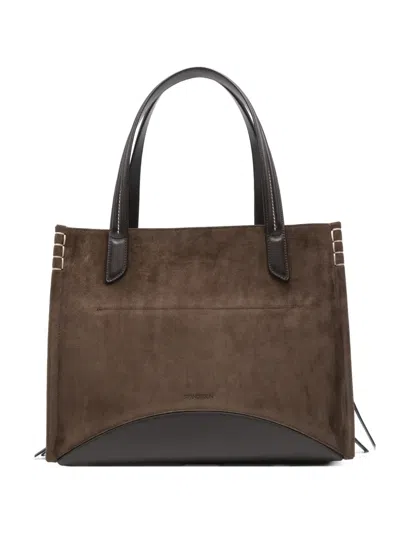 Jw Anderson Large Loafer Cabas Suede Tote Bag In Brown