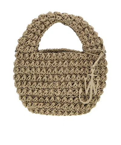 Jw Anderson Large Popcorn Basket Tote Bag In Nude