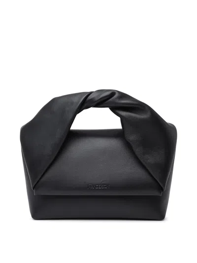 JW ANDERSON LARGE TWISTER BAG IN BLACK LEATHER