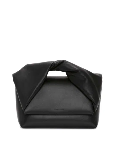 Jw Anderson Large Twister - Leather Top Handle Bag In Black