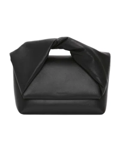 Jw Anderson Large Twister Leather Shoulder Bag In Black