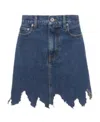 Jw Anderson Lasercut Frayed-hem Denim Skirt In Blue
