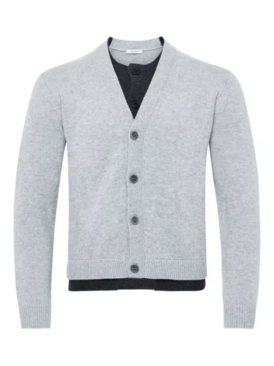 Jw Anderson Layered Cardigan In Gray