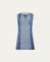 Jw Anderson Layered-neck Cotton-wool Mini Shift Dress In Pale Blue