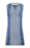 Jw Anderson Layered-neck Cotton-wool Mini Shift Dress In Blue