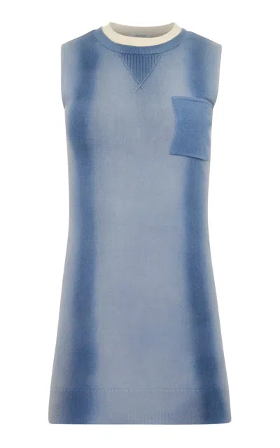 Jw Anderson Layered-neck Cotton-wool Mini Shift Dress In Blue