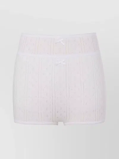 Jw Anderson Layered Pointelle Knit Shorts With Bow Detail In White