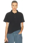 Jw Anderson Mens Washed Black Layered Embroidered-logo Cotton-pique Polo Shirt In Black