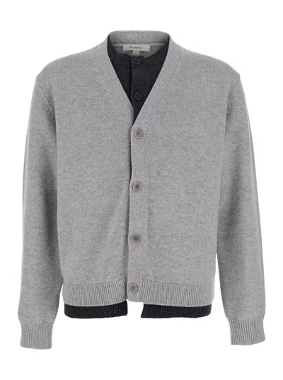 Jw Anderson Layered V-neck Cardigan In Gray