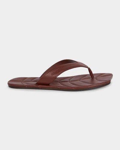 Jw Anderson Leaf Leather Flat Thong Sandals In Burgundy