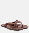 Jw Anderson Leaf Leather Thong Sandals In Brown