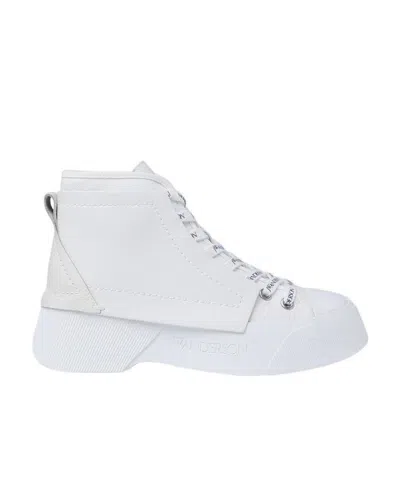 Jw Anderson Leather And Canvas High-top Sneakers In White