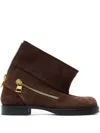 Jw Anderson Biker Foldover Shaft Bootie In Brown