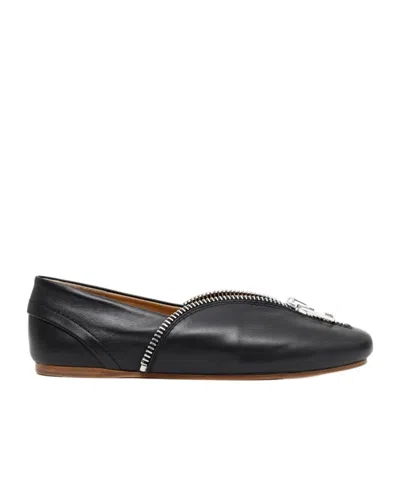 JW ANDERSON LEATHER BALLERINAS WITH BIKER ZIP