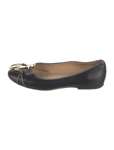 Pre-owned Jw Anderson Leather Ballet Flats In Black