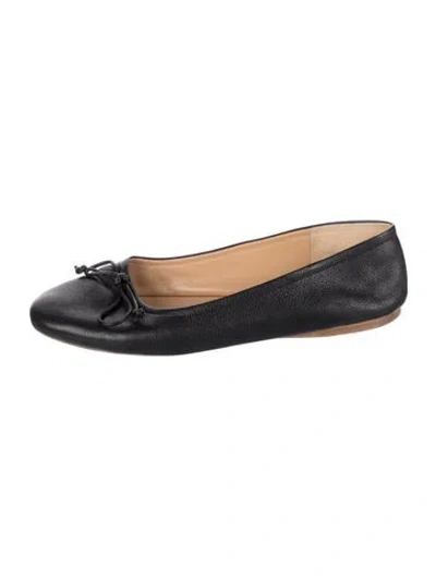 Pre-owned Jw Anderson Leather Bow Accents Ballet Flats In Black