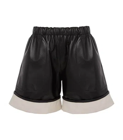 Jw Anderson Leather Canvas-trim Shorts In Black