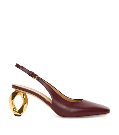 Jw Anderson Leather Chain-heel Slingback Pumps 75 In Burgundy