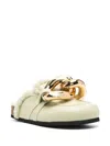 Jw Anderson Chain Eco Fur Mules In Green