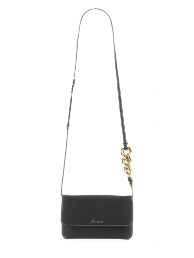 Jw Anderson Leather Chain Smartphone Bag In Black