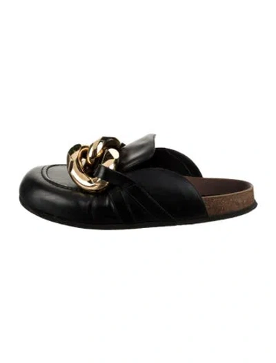 Pre-owned Jw Anderson Leather Chain-link Accents Loafers In Black