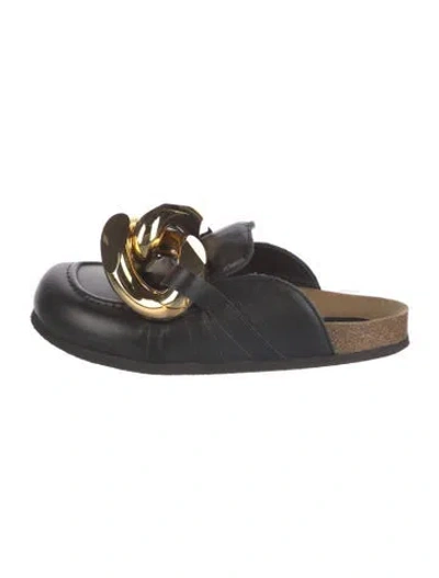 Pre-owned Jw Anderson Leather Chain-link Accents Mules In Black