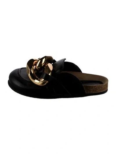 Pre-owned Jw Anderson Leather Chain-link Accents Mules In Black