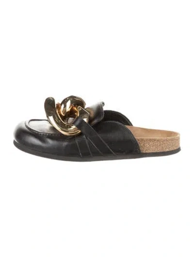 Pre-owned Jw Anderson Leather Chain-link Accents Mules In Black