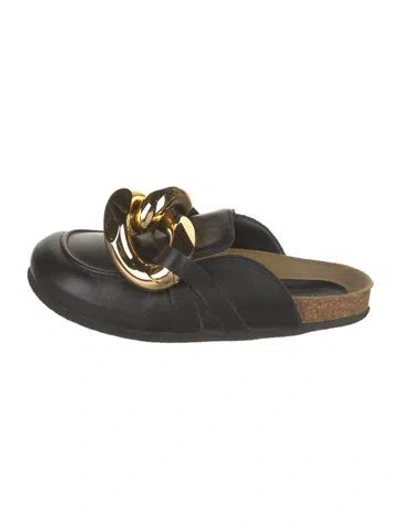 Pre-owned Jw Anderson Leather Chain-link Accents Mules In Black