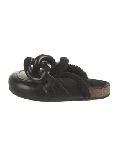 Pre-owned Jw Anderson Leather Chain-link Accents Mules In Black