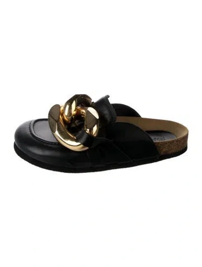 Pre-owned Jw Anderson Leather Chain-link Accents Mules In Black