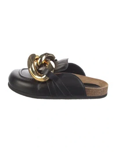 Pre-owned Jw Anderson Leather Chain-link Accents Mules In Black