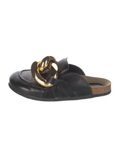 Pre-owned Jw Anderson Leather Chain-link Accents Mules In Black