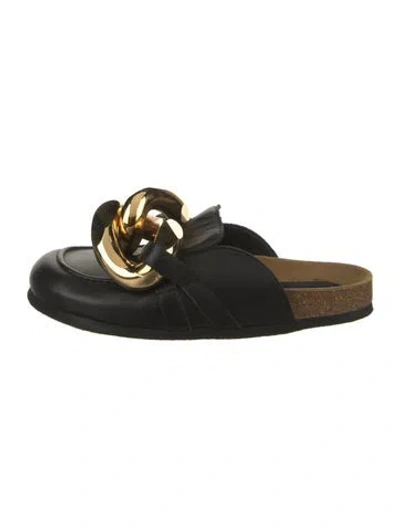 Pre-owned Jw Anderson Leather Chain-link Accents Mules In Black