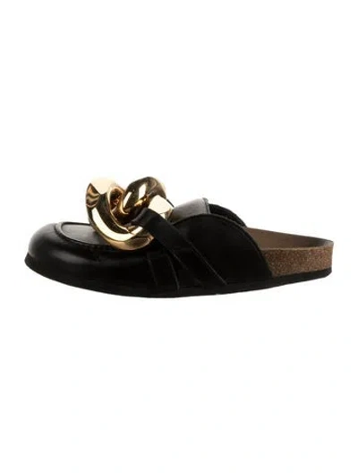 Pre-owned Jw Anderson Leather Chain-link Accents Mules In Black