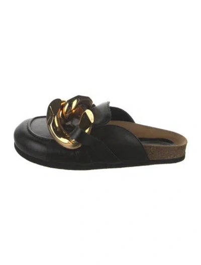Pre-owned Jw Anderson Leather Chain-link Accents Mules In Black