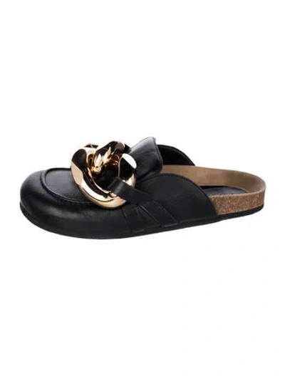 Pre-owned Jw Anderson Leather Chain-link Accents Mules In Black