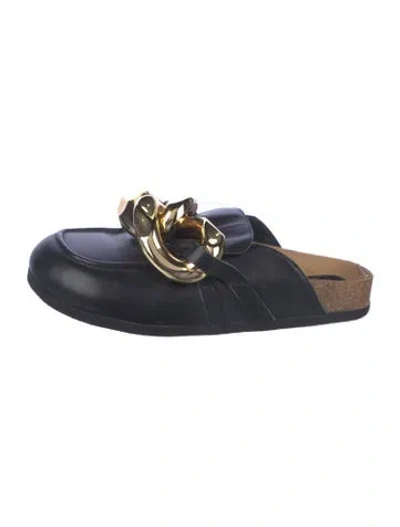 Pre-owned Jw Anderson Leather Chain-link Accents Mules In Blue