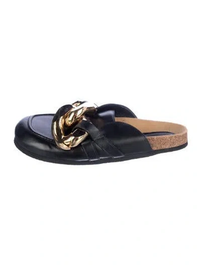 Pre-owned Jw Anderson Leather Chain-link Accents Mules In Blue