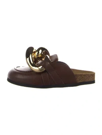 Pre-owned Jw Anderson Leather Chain-link Accents Mules In Brown