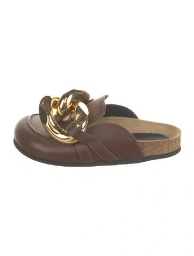 Pre-owned Jw Anderson Leather Chain-link Accents Mules In Brown