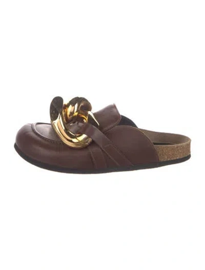 Pre-owned Jw Anderson Leather Chain-link Accents Mules In Brown
