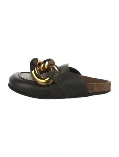 Pre-owned Jw Anderson Leather Chain-link Accents Mules In Green