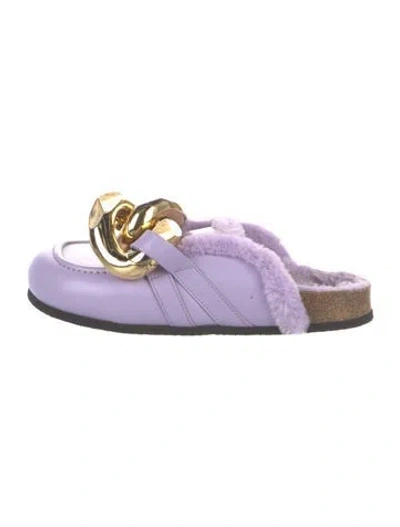 Pre-owned Jw Anderson Leather Chain-link Accents Mules In Purple