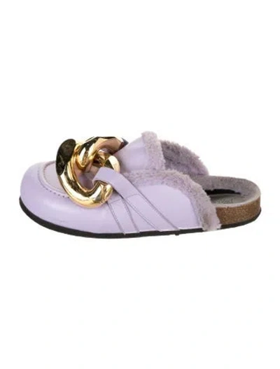 Pre-owned Jw Anderson Leather Chain-link Accents Mules In Purple